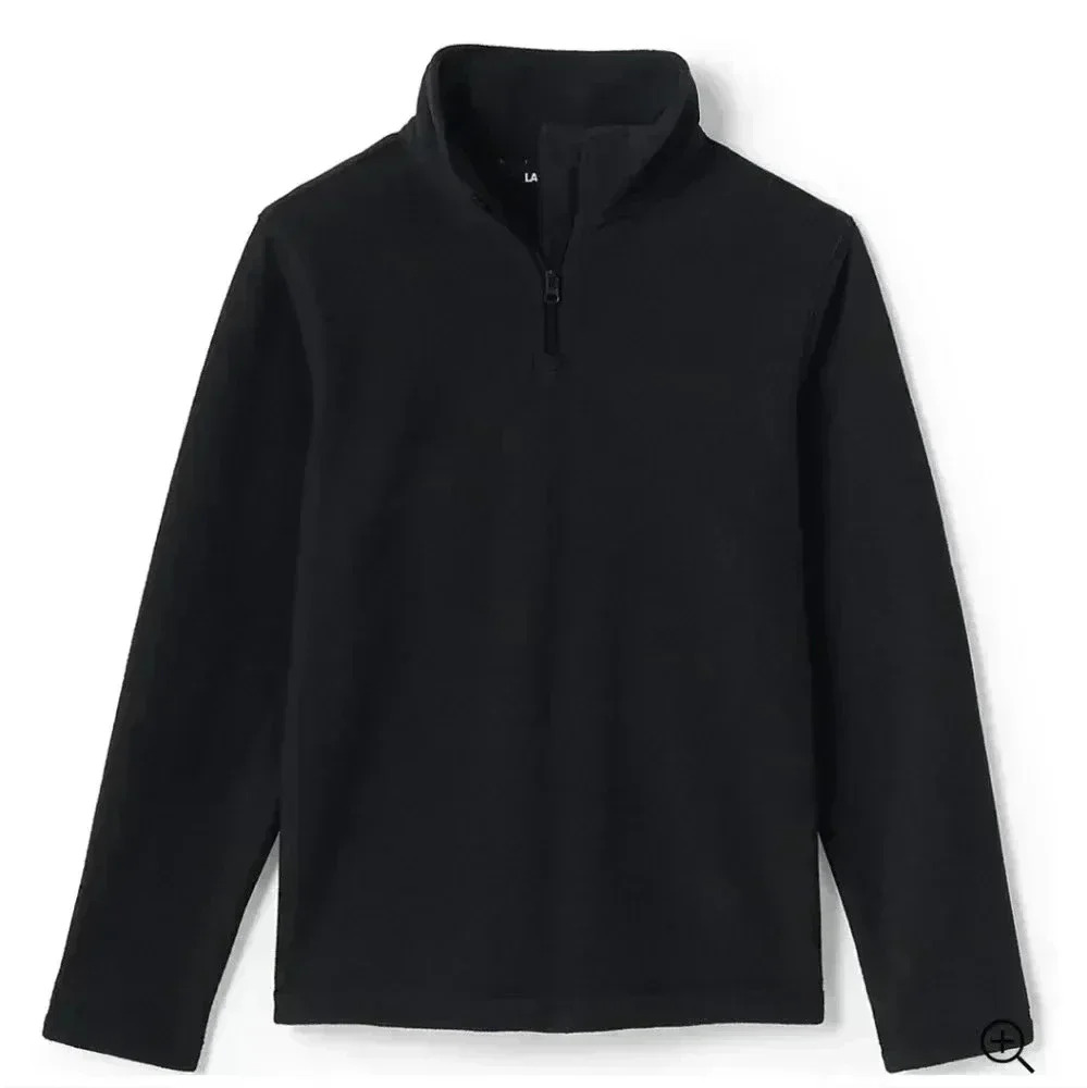 COPY - Lands End boys black lightweight fleece quarter zip pullover